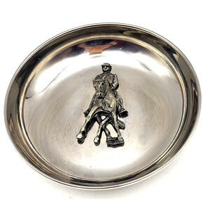 Equine Originals Silverplate Horse & Rider Wall Hanging J&S Sculpture 3D 5.75"